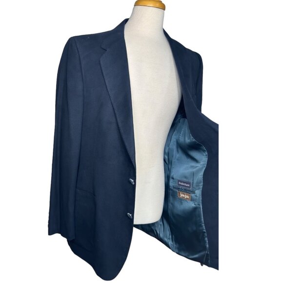 Lanvin Vintage Men's Blazer Feather Suede Single Breast 44L Chest Navy Blue - Picture 8 of 13